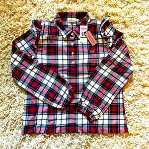 NWT Vineyard Vines Girls Size L plaid flannel buttoned top